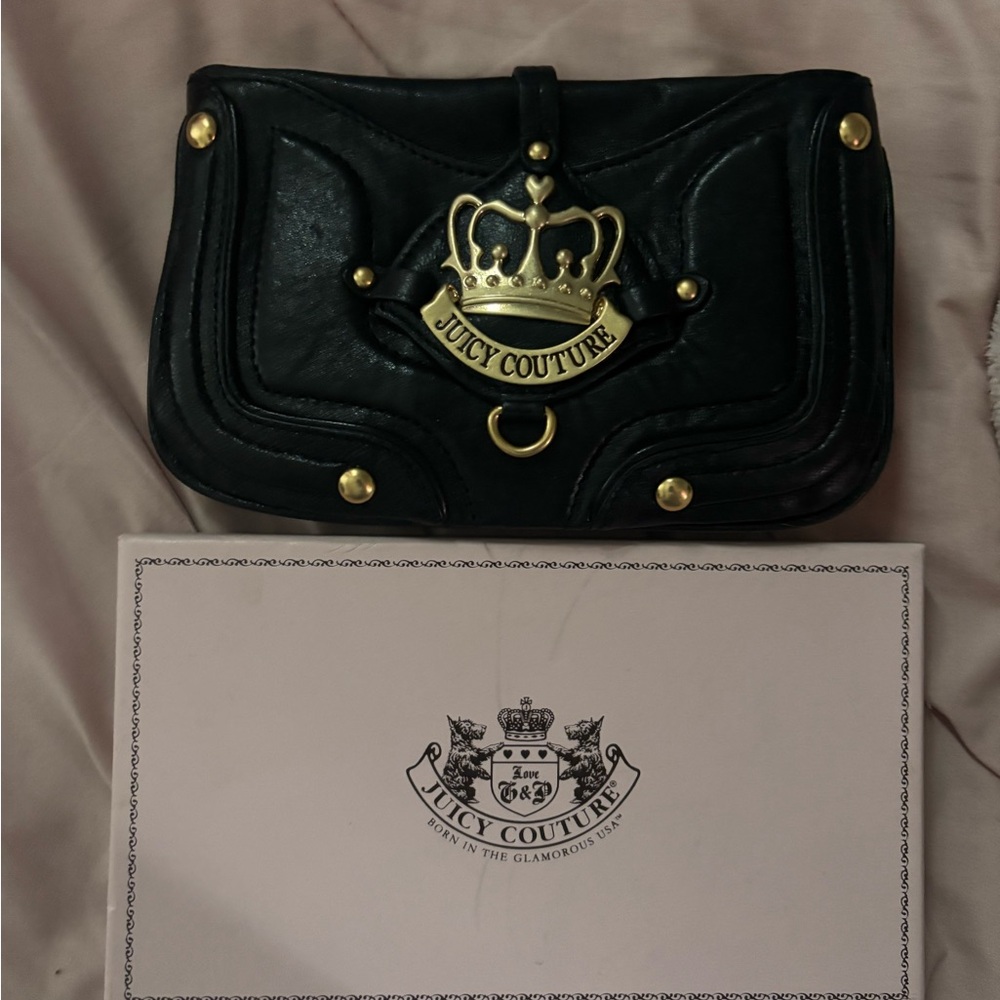 Juicy Couture Black Clutch with Gold Accents